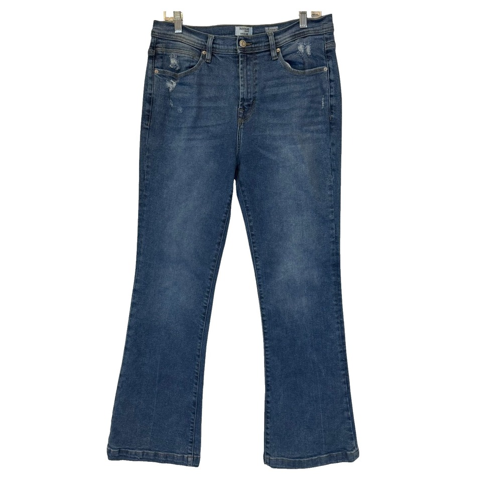 Kensie Savannah High Rise Flare Jeans Women 12/31‎ Blue Stretch Boho Denim